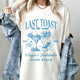 Coastal Bachelorette Modernes Cocktail Party Blau T-Shirt