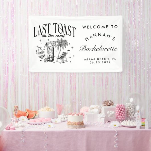 Coastal Bachelorette Modernes Cocktail Party Schwa Banner (Party)