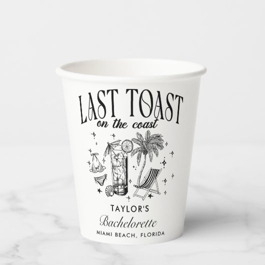 Coastal Bachelorette Modernes Cocktail Party Schwa Pappbecher (Vorderseite)