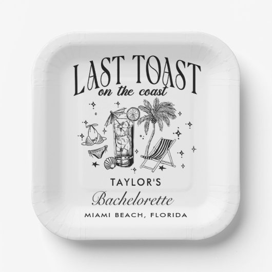 Coastal Bachelorette Modernes Cocktail Party Schwa Pappteller (Vorderseite)
