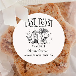 Coastal Bachelorette Modernes Cocktail Party Schwa Runder Aufkleber