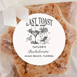Coastal Bachelorette Modernes Cocktail Party Schwa Runder Aufkleber
