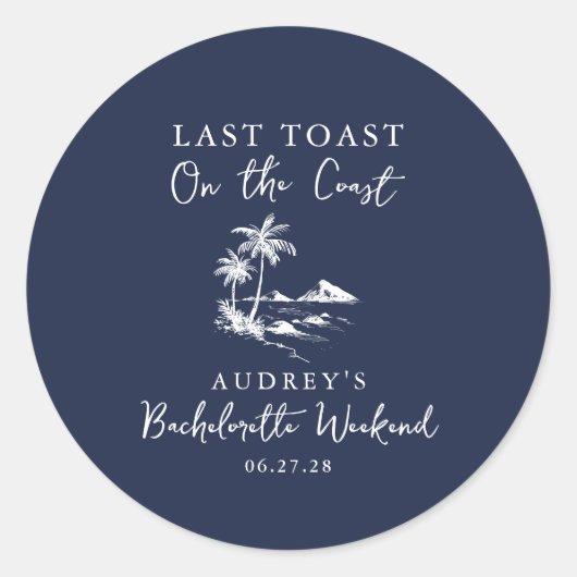Coastal Bachelorette Party Runder Aufkleber (Vorderseite)
