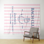 Coastal Bachelorette Retro Moderner Ankerclub Wandteppich (Beispiel (Horizontal))