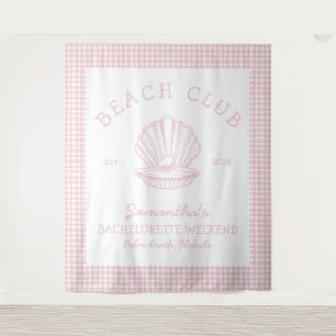 Coastal Bachelorette rosa Strandclub Wandteppich