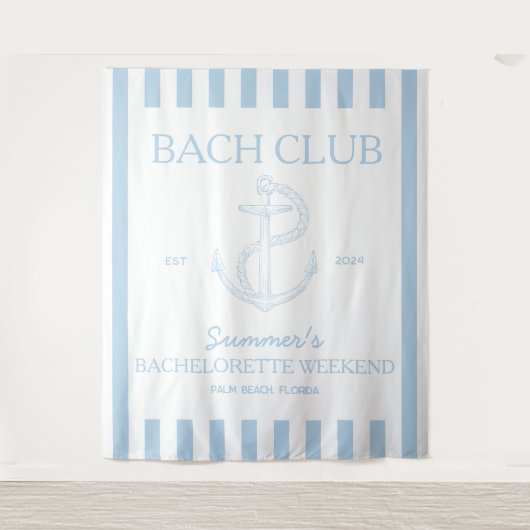 Coastal Bachelorette Themenanker Blauer Bachclub Wandteppich (Vorderseite)