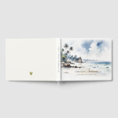 Coastal Bali Beach Palm Tree Hochzeit Wasserfarbe Gästebuch (Voll)