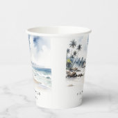 Coastal Bali Beach Palm Tree Hochzeit Wasserfarbe Pappbecher (Links)