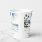 Coastal Bali Beach Palm Tree Hochzeit Wasserfarbe Pappbecher (Rechts)