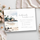 Coastal Bali Beach Palm Tree Hochzeit Wasserfarbe RSVP Karte