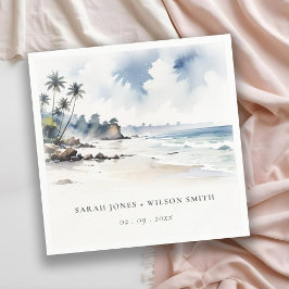 Coastal Bali Beach Palm Tree Hochzeit Wasserfarbe Serviette