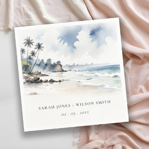 Coastal Bali Beach Palm Tree Hochzeit Wasserfarbe Serviette
