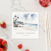 Coastal Bali Beach Palm Tree Hochzeit Wasserfarbe Serviette (Beispiel)