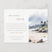 Coastal Bali Beach Palm Tree Hochzeitsdetails Begleitkarte (Vorderseite)