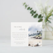 Coastal Bali Beach Palm Tree Hochzeitsdetails Begleitkarte (Stehend Vorderseite)