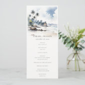 Coastal Bali Beach Palm Tree Hochzeitsprogramm Einladung (Stehend Vorderseite)