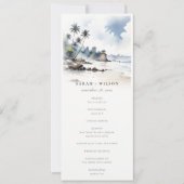 Coastal Bali Beach Palm Tree Hochzeitsprogramm Einladung (Vorderseite)