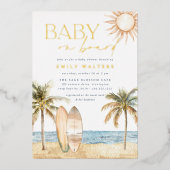 Coastal Beach "Baby an Bord" Surfer Baby Dusche Folieneinladung (Vorderseite)