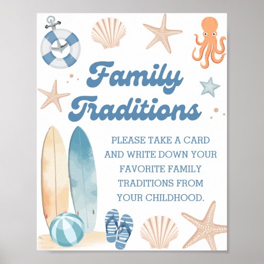Coastal Beach Baby Dusche Familientraditionen Poster (Vorne)