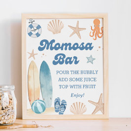 Coastal Beach Baby Dusche Momosa Bar Poster