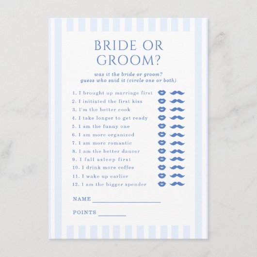 Coastal Beach Bachelorette Brie oder Groom Game Begleitkarte (Vorderseite)