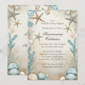 Coastal Beach Beige Sand Housewarming Celebration  Einladung (Vorne/Hinten)