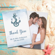 Coastal Beach Blue Anchor Nautical Wedding Foto
