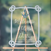 Coastal Beach Blue Anchor Nautical Wedding Willkom Acrylschild (Neutral)