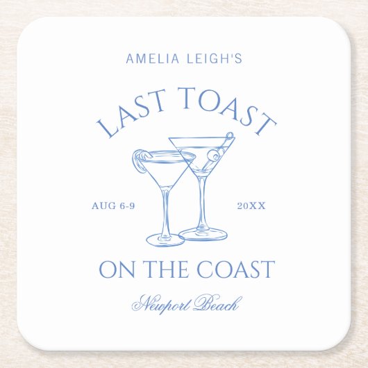 Coastal Beach Blue Bachelorette Rechteckiger Pappuntersetzer (Vorderseite)