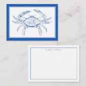Coastal Beach Blue Crab Personalisiert Mitteilungskarte (Vorne/Hinten)