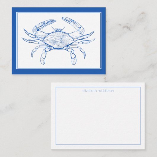 Coastal Beach Blue Crab Personalisiert Mitteilungskarte (Vorne/Hinten)