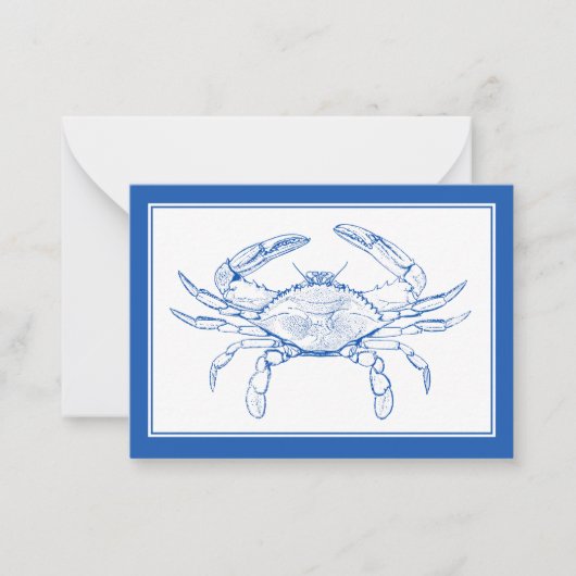 Coastal Beach Blue Crab Personalisiert Mitteilungskarte (Vorderseite)
