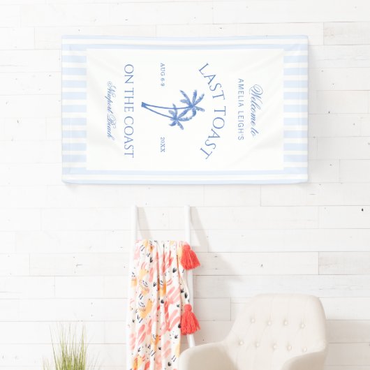 Coastal Beach Blue Palm Trees Bachelorette Banner (Insitu)