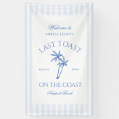Coastal Beach Blue Palm Trees Bachelorette Banner (Vertikal)