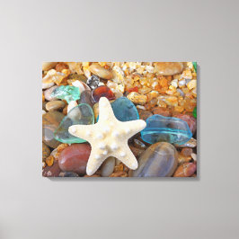 Coastal Beach Blue Sea Glass Art Prints Leinwand