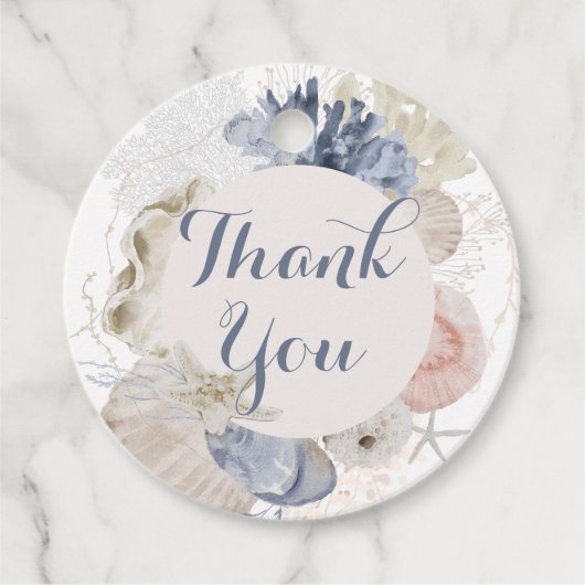 Coastal Beach Blue Seashell Brautparty Geschenkanhänger (Vorderseite)