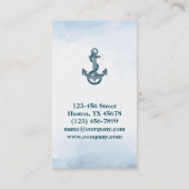 Coastal Beach Blue Watercolor Ship Anchor Nautical Visitenkarte (Rückseite)