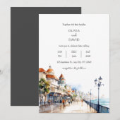 Coastal Beach Boardwalk Stadt Hochzeit Szene Einladung (Vorne/Hinten)