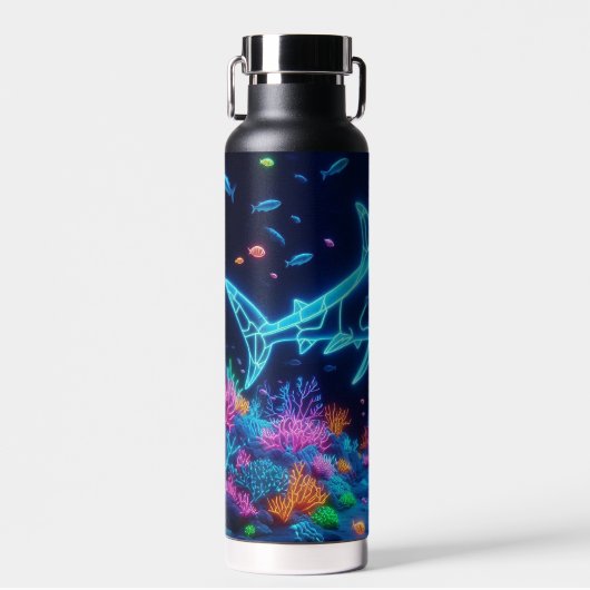 Coastal/Beach bunter Neonhai Trinkflasche (Vorne)
