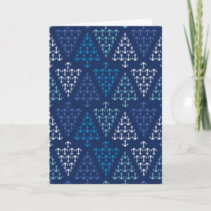 Coastal Beach Christmas Nautical Anchor Tree Feiertagskarte