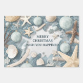 Coastal Beach Christmas – Seashell & Ocean Inspire Geschenkpapier Set (Vorderseite)