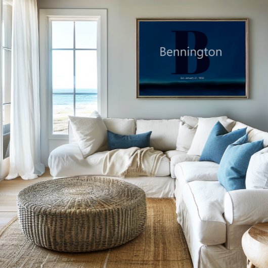 Coastal Beach Custom Last Name Decor Prints Poster