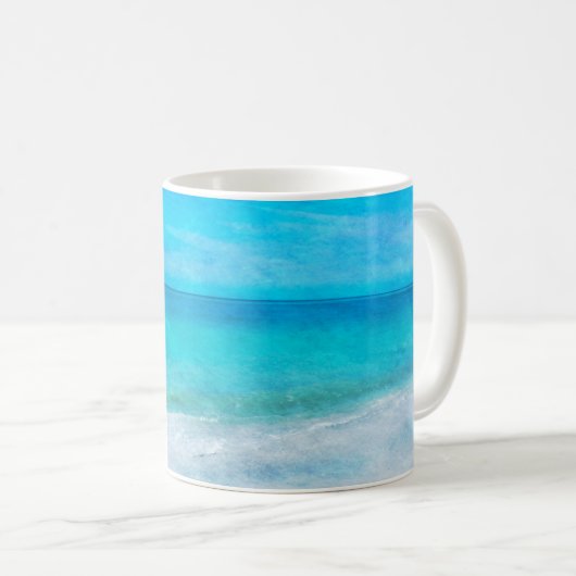 Coastal Beach Deco in Aquamarin Aqua Türkise Blue Kaffeetasse (VorderseiteRechts)