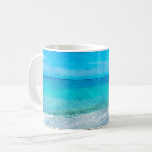 Coastal Beach Deco in Aquamarin Aqua Türkise Blue Kaffeetasse (Vorderseite Links)