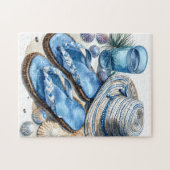 Coastal Beach Dreht Flop and Hat Puzzle (Horizontal)