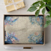 Coastal Beach Floral Blue Crab & Shells Decoupage  Seidenpapier (Geschenk)