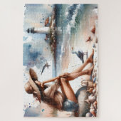 Coastal Beach Girl & Lighthouse Puzzle (Vertikal)