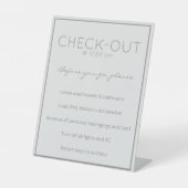 Coastal Beach Grau Gast Karo Out Table Sign Sockelschild (Vorderseite)