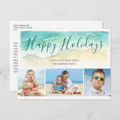 Coastal Beach Happy Holidays 3-Foto Postkarte (Vorne/Hinten)