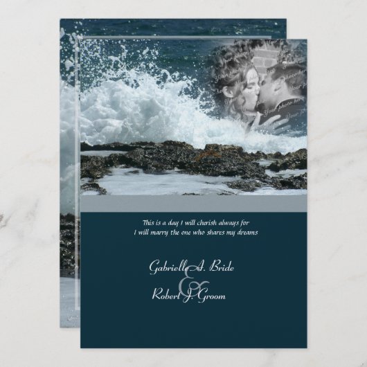 Coastal Beach Hochzeit Einladung (Vorne/Hinten)